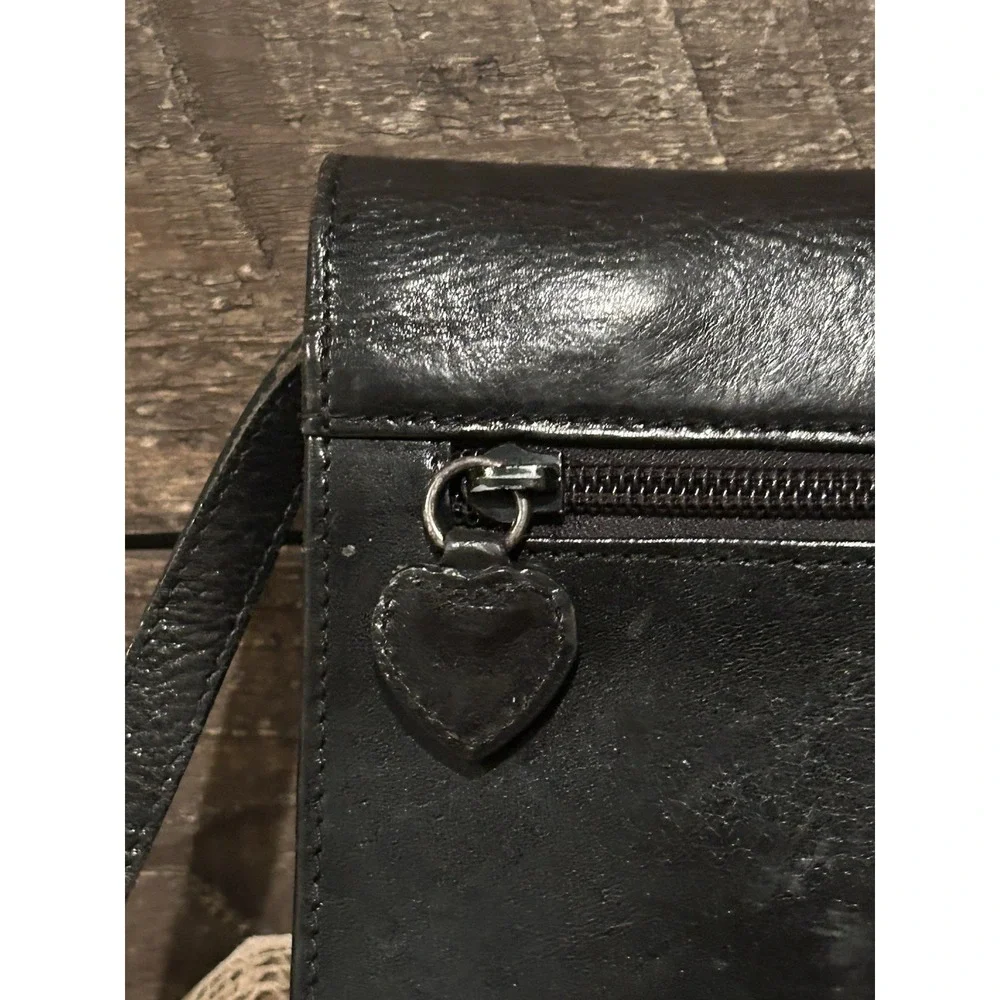 Brighton Black Leather Floral Embroidery Beaded Large Organizer Wallet Crossbody